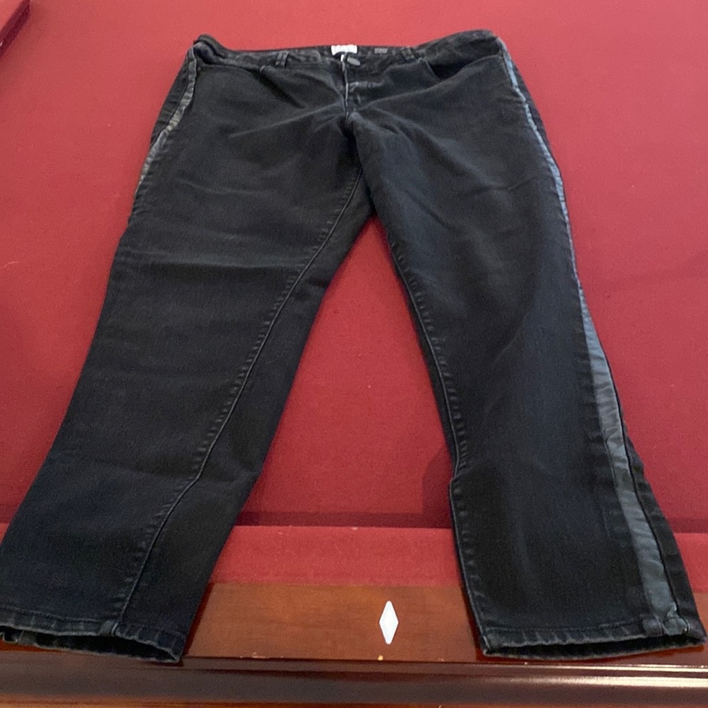 S & Co skinny jeans w leather trim - black - size 14